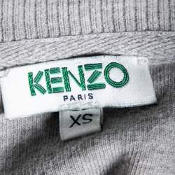Pre Owned سويتر كينزو تريكو رصاصي مزخرف جانغل رقبة مستديرة بأكمام طويلة مقاس صغير جداً ( إكس سمول )
