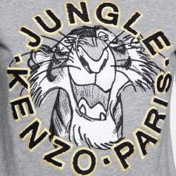 Pre Owned سويتر كينزو تريكو رصاصي مزخرف جانغل رقبة مستديرة بأكمام طويلة مقاس صغير جداً ( إكس سمول )