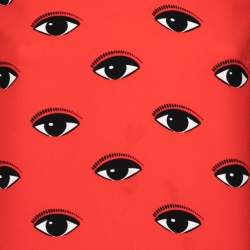 Pre Owned Kenzo Red Lotus Eye Printed Crepe Shift Dress S