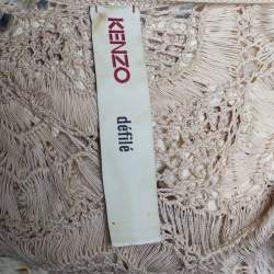 Pre Owned Kenzo Beige Knit Floral Applique Blouse M