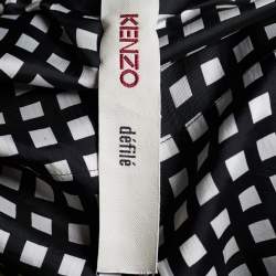 Kenzo Colorblock Cotton Double Breasted Belted Coat L