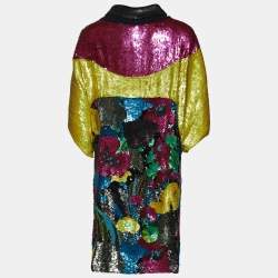 Pre Owned فستان كينزو ترتر بنقشة الزهور متعدد الألوان بنمط واسع مقاس متوسط - ميديوم