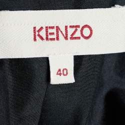 Pre Owned بوليرو كينزو حرير أسود مورد مطبوع بزخرفة مزينة مقاس متوسط - ميديوم