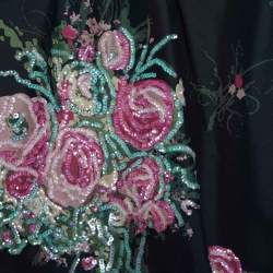 Pre Owned بوليرو كينزو حرير أسود مورد مطبوع بزخرفة مزينة مقاس متوسط - ميديوم