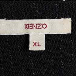 Pre Owned Kenzo Black Sequin Embellished Stretch Silk Draped Neck Dress XL