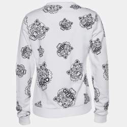 Pre Owned Kenzo White Cotton Tiger Print Crewneck Sweatshirt M