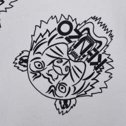 Pre Owned Kenzo White Cotton Tiger Print Crewneck Sweatshirt M