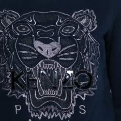 Pre Owned Kenzo Blue Cotton Tiger Embroidered Sweatshirt S