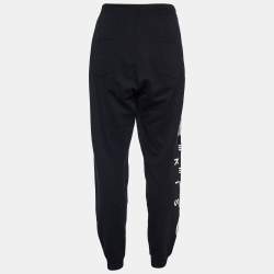 Kenzo Black Terry Knit Logo Print Joggers L