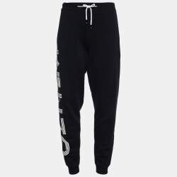 Kenzo Black Terry Knit Logo Print Joggers L