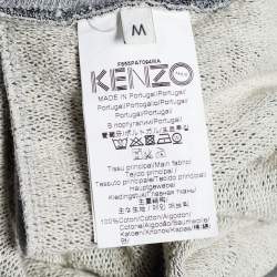 Kenzo Grey Cotton Logo Printed Sweatpants M