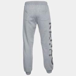 Kenzo Grey Cotton Logo Printed Sweatpants M