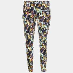 Kenzo Multicolor Printed Stretch Cotton Tapered Jeans Waist: 33"