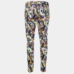 Kenzo Multicolor Printed Stretch Cotton Tapered Jeans Waist: 33"