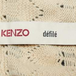 Pre Owned Kenzo Defile Cream Crochet Knit Sequined Cardigan M