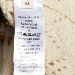 Pre Owned Kenzo Defile Cream Crochet Knit Sequined Cardigan M