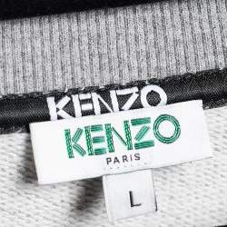 Pre Owned سويت شيرت كينزو تريكو تيري رصاصي طباعة شعار ماركة مقاس كبير ( لارج )