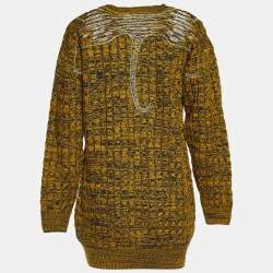 Pre Owned Kenzo Green & Black Cable Knit Tiger Embroidered Sweater Dress S