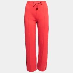 Pre Owned Kenzo Red Cotton Side Logo Embroidered Sweat Pants S