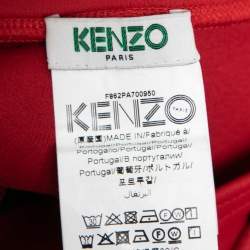 Pre Owned Kenzo Red Cotton Side Logo Embroidered Sweat Pants S