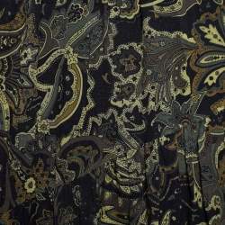 Kenzo Defile Black Paisley Print Silk Maxi Skirt L