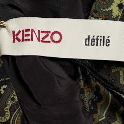 Kenzo Defile Black Paisley Print Silk Maxi Skirt L