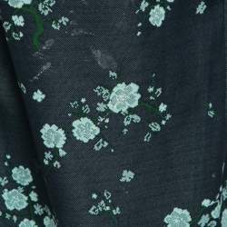 Pre Owned Kenzo Navy Blue Floral Embroidered Side Logo Tape Pants XL