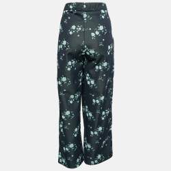 Pre Owned Kenzo Navy Blue Floral Embroidered Side Logo Tape Pants XL