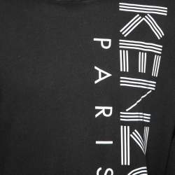 Pre Owned سويت شيرت كنزو قطن بطبعة الشعار أسود برباط  وهودي مقاس كبير - لارج 