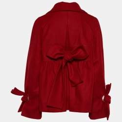 Kenzo Red Wool Belted Detail Coat L