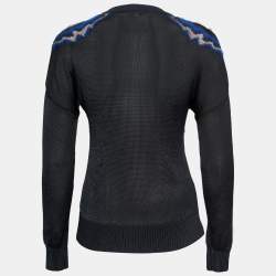 Pre Owned Kenzo Navy Blue Tiger Motif Jacquard Knit Sweater M
