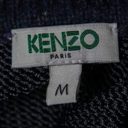 Pre Owned Kenzo Navy Blue Tiger Motif Jacquard Knit Sweater M