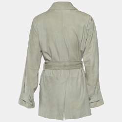 Kenzo Light Green Suede Belt Detail Coat M