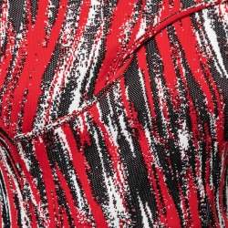 مملوكة مسبقًا Kenzo Red Knit High Waves Flared Midi Dress M