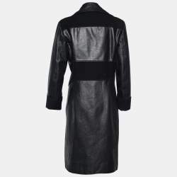 Kenzo Black Leather Trench  Coat M