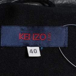 Kenzo Black Leather Trench  Coat M