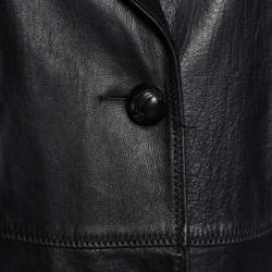 Kenzo Black Leather Trench  Coat M