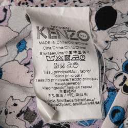 Pre Owned Kenzo Purple Printed Silk Round Neck Blouse S