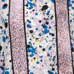 Pre Owned Kenzo Purple Printed Silk Round Neck Blouse S