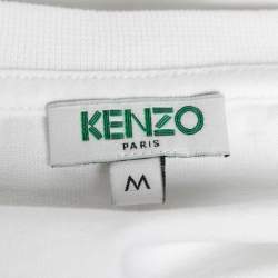 مملوكة مسبقًا Kenzo White Cotton Printed Crew Neck T-Shirt M