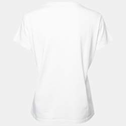 مملوكة مسبقًا Kenzo White Cotton Printed Crew Neck T-Shirt M