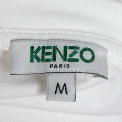 Pre Owned Kenzo White Cotton Paradise Printed Crew Neck T-Shirt M
