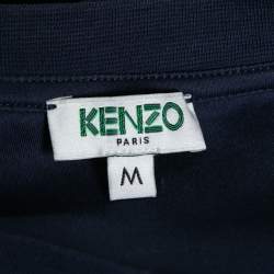 Pre Owned Kenzo Blue Cotton Logo Printed Crew Neck T-Shirt M