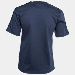 Pre Owned Kenzo Blue Cotton Logo Printed Crew Neck T-Shirt M