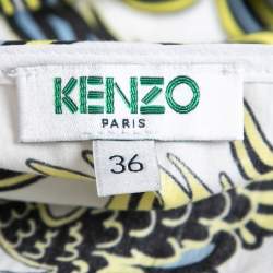 مملوكة مسبقًا Kenzo White Flying Phoenix Print Cotton Maxi Dress S