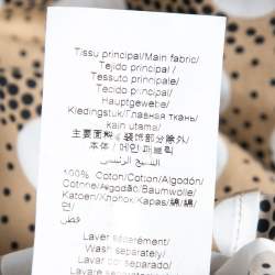 Pre Owned Kenzo Beige Polka Dotted Cotton Button Front Belted Shirt Dress M