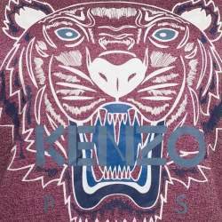 Pre Owned Kenzo Pink Tiger Print Melange Cotton Crew Neck T-Shirt L 