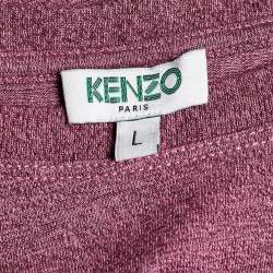 Pre Owned Kenzo Pink Tiger Print Melange Cotton Crew Neck T-Shirt L 