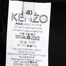 Pre Owned Kenzo Black Cotton Poplin Lace Detailed Short Sleeve Dress M