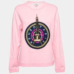 Pre Owned Kenzo Pink Cotton Eiffel Tower Sweatshirt XL